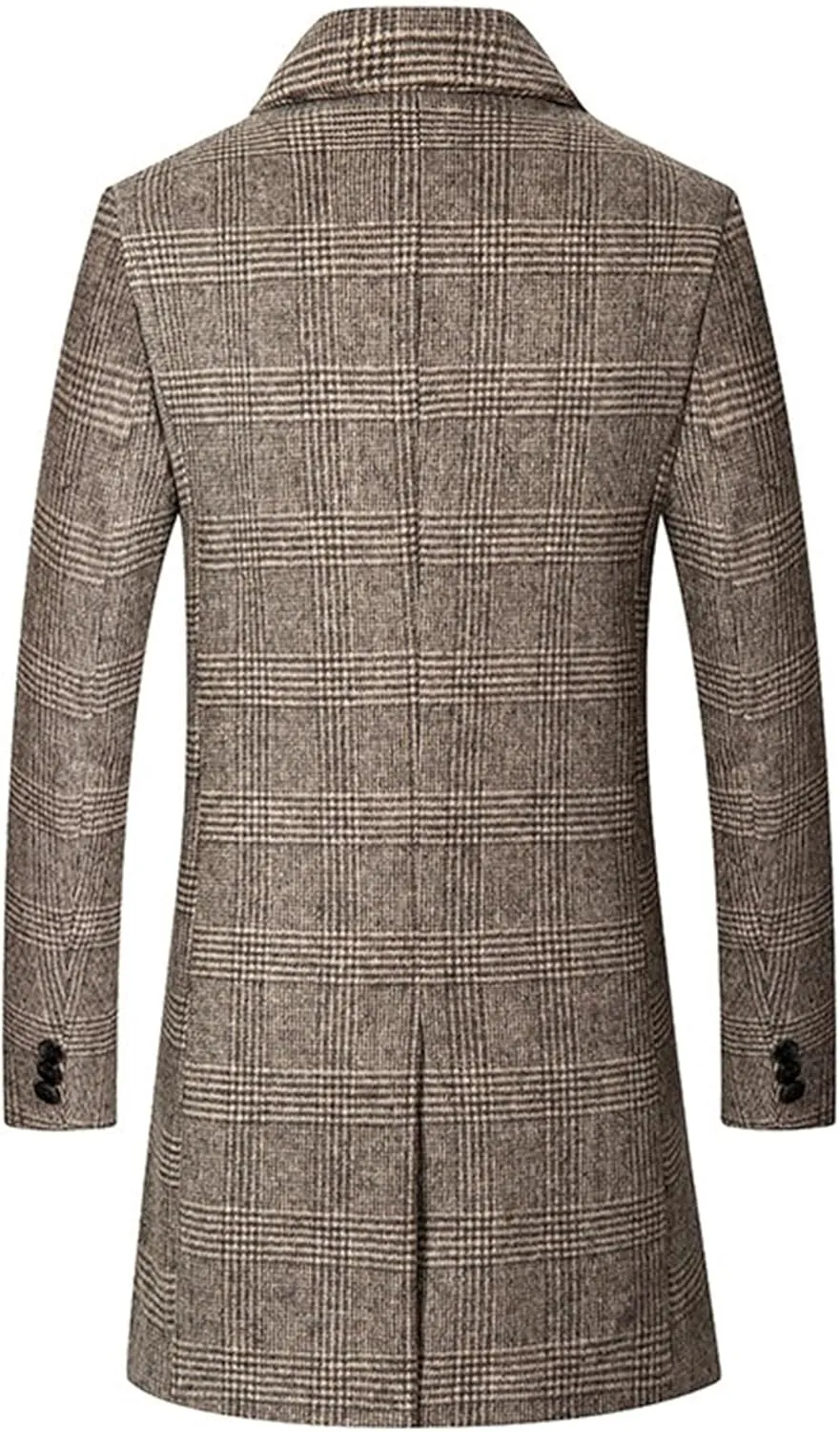 Winter Casual Trench Coat for Men Single Breasted Wool Blend Long Pea Coat Slim Fit Mid Long Business Overcoat