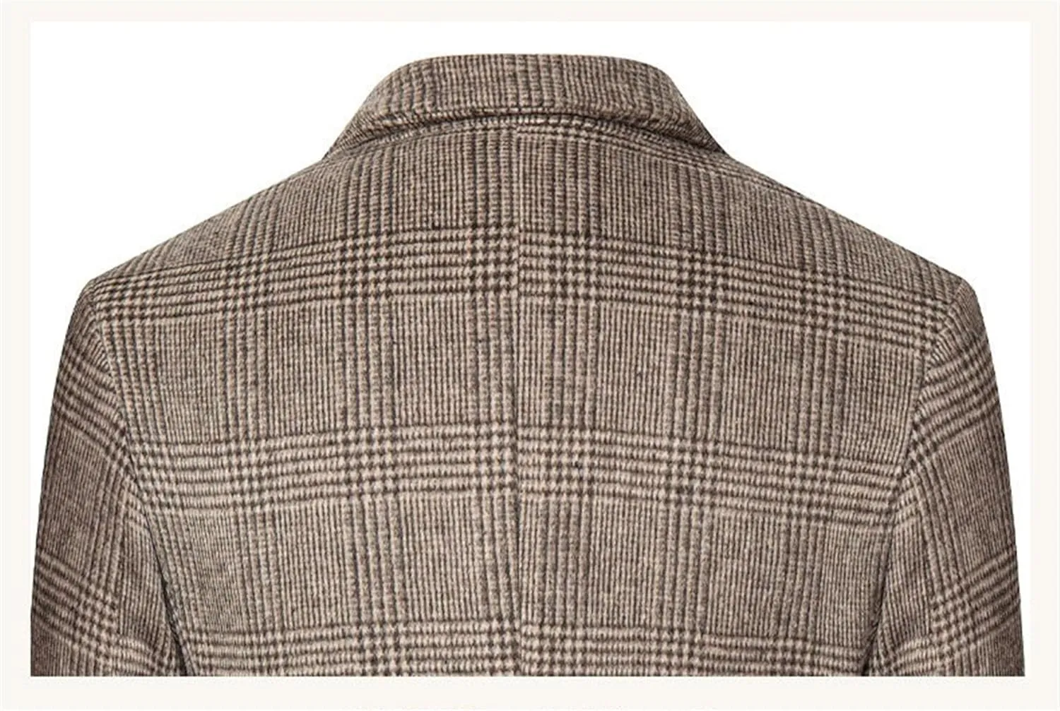 Winter Casual Trench Coat for Men Single Breasted Wool Blend Long Pea Coat Slim Fit Mid Long Business Overcoat