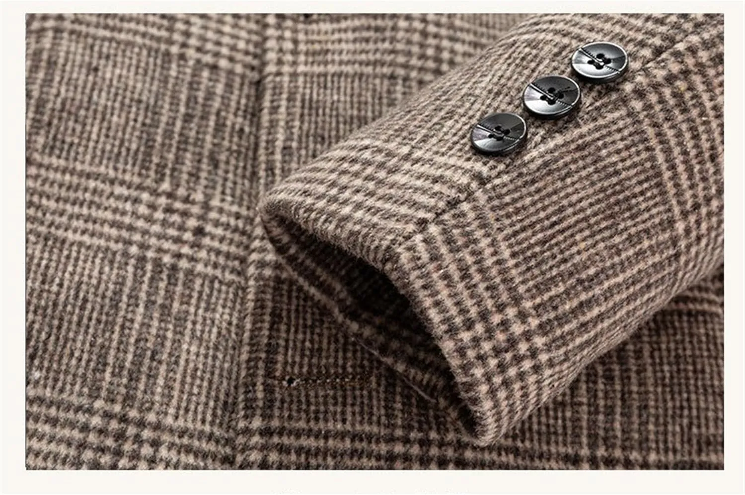 Winter Casual Trench Coat for Men Single Breasted Wool Blend Long Pea Coat Slim Fit Mid Long Business Overcoat