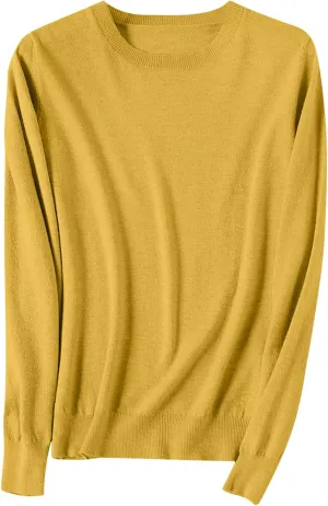 Wkishenl Cashmere Sweaters for Women Long Sleeve Crewneck/V-Neck Knit Pullover Classic Solid Shirts Fall Fashion Clothes 2025