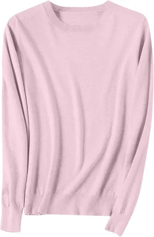 Wkishenl Cashmere Sweaters for Women Long Sleeve Crewneck/V-Neck Knit Pullover Classic Solid Shirts Fall Fashion Clothes 2025
