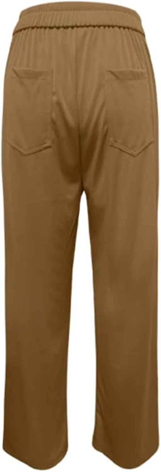 Women's High Waisted Straight Leg Pants Stretch Business Casual Trousers with Multiple Pockets Comfort Fit Travel