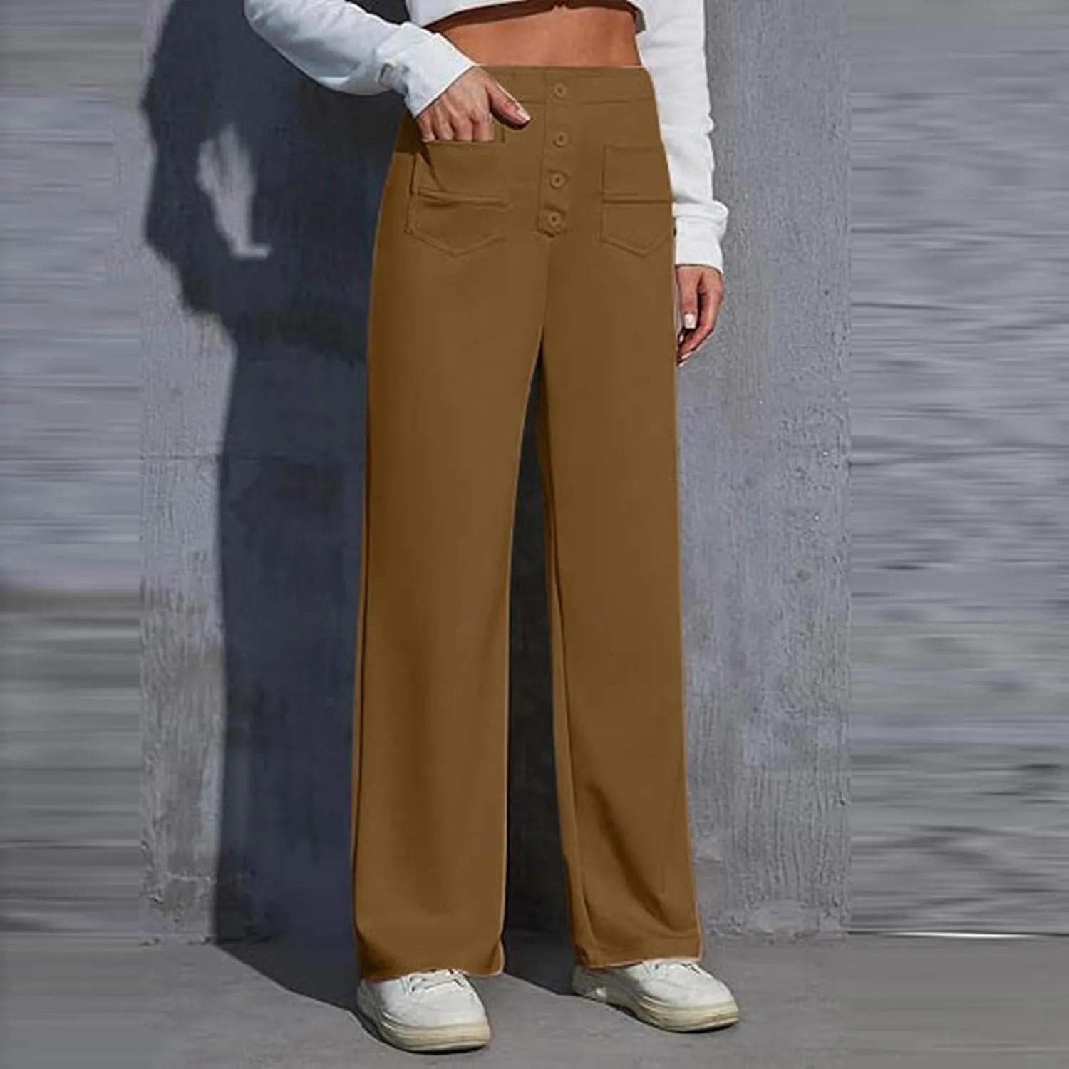 Women's High Waisted Straight Leg Pants Stretch Business Casual Trousers with Multiple Pockets Comfort Fit Travel