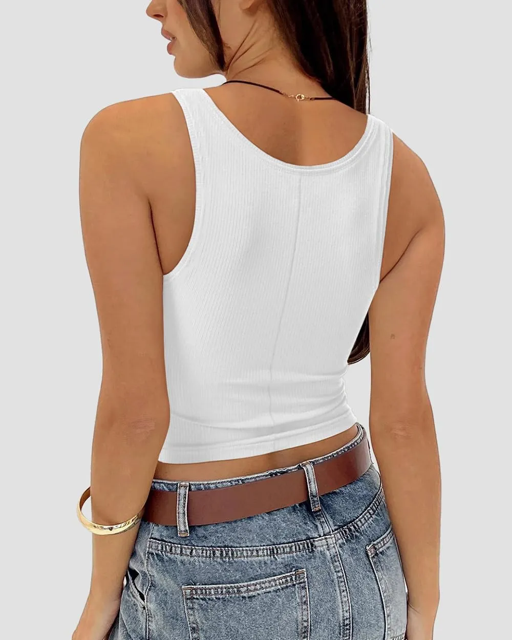 Women's Square Neck Tank Tops Sleeveless Ribbed Going Out Casual Basic Crop Top Shirts