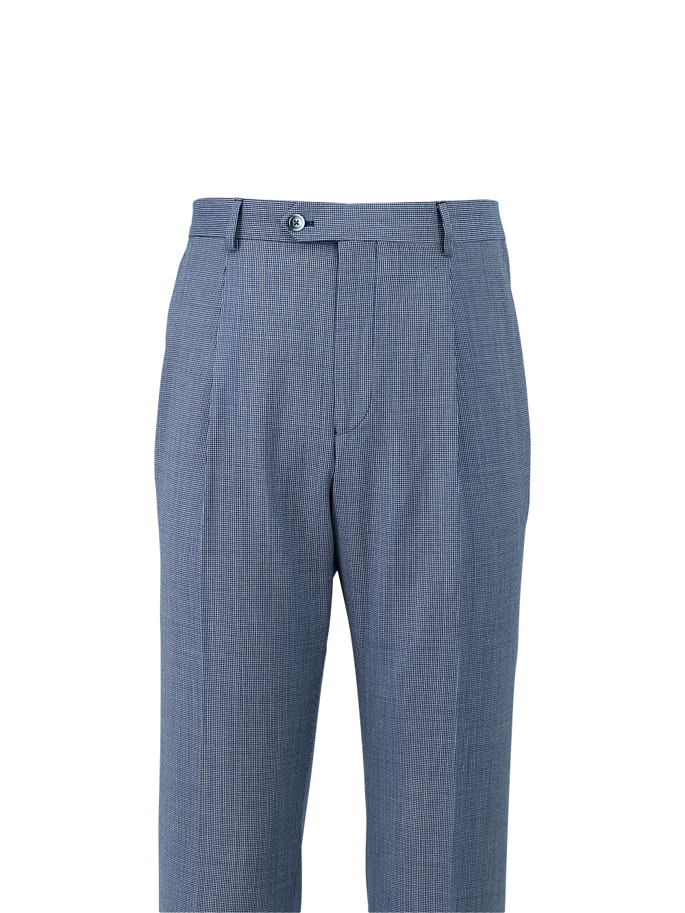 Wool Micro Check Single Pleat Suit Pants - Cobalt