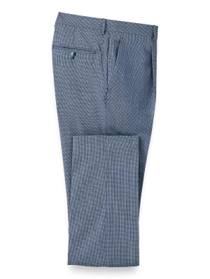 Wool Micro Check Single Pleat Suit Pants - Cobalt