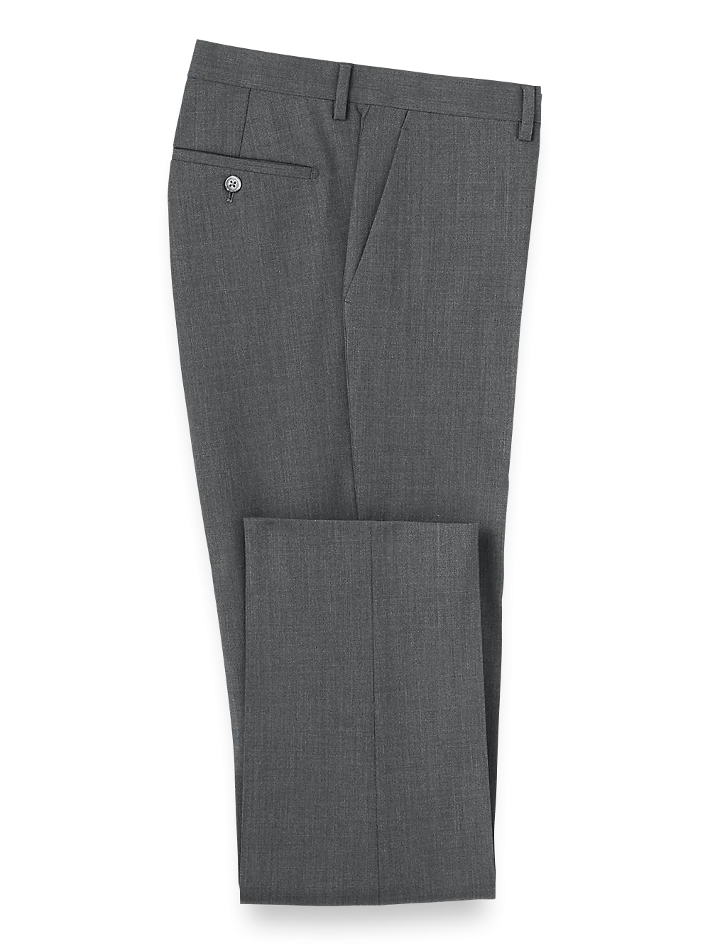 Wool Stretch Bengaline Flat Front Suit Pants - Grey